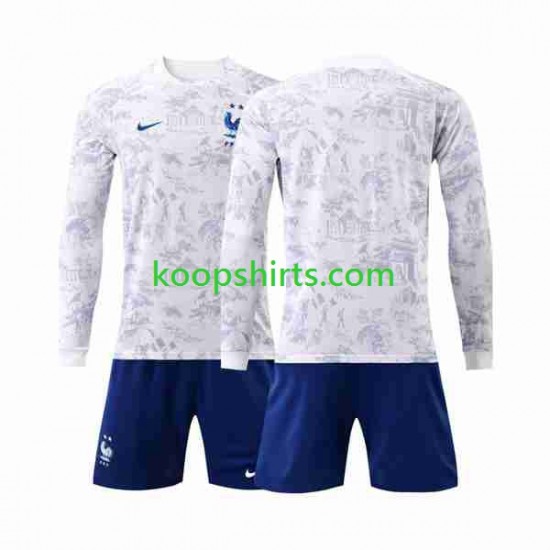 WK 2022 Frankrijk Uit Tenue Kinder Voetbalshirts Lange Mouwen WK 2022 Frankrijk Uit Tenue Kinder Voetbalshirts Lange Mouwen
