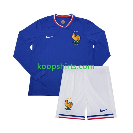 EK 2024 Frankrijk Thuis Tenue Kinder Voetbalshirts Lange Mouwen EK 2024 Frankrijk Thuis Tenue Kinder Voetbalshirts Lange Mouwen