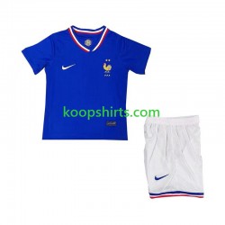 EK 2024 Frankrijk Thuis Tenue Kinder Voetbalshirts Korte Mouwen