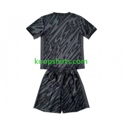 EK 2024 Frankrijk Doelman Uit Zwart Tenue Kinder Voetbalshirts Korte Mouwen
