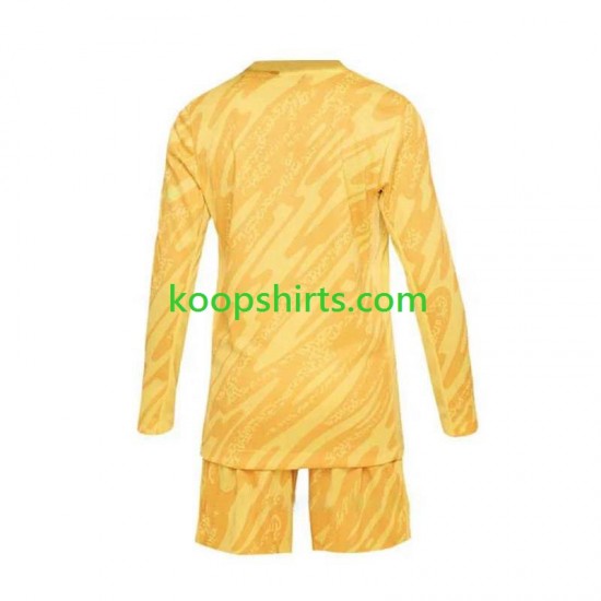 EK 2024 Frankrijk Doelman Thuis Geel Tenue Kinder Voetbalshirts Lange Mouwen