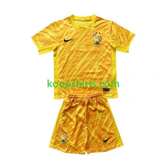EK 2024 Frankrijk Doelman Thuis Geel Tenue Kinder Voetbalshirts Korte Mouwen EK 2024 Frankrijk Doelman Thuis Geel Tenue Kinder Voetbalshirts Korte Mouwen