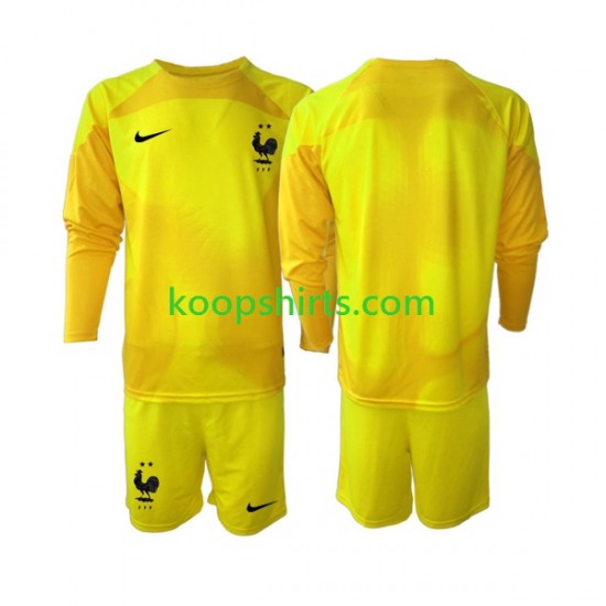 WK 2022 Frankrijk Doelman Derde Tenue Kinder Voetbalshirts Lange Mouwen WK 2022 Frankrijk Doelman Derde Tenue Kinder Voetbalshirts Lange Mouwen