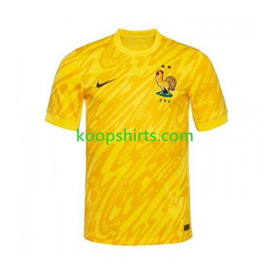 EK 2024 Frankrijk Doelman Thuis Geel Tenue Heren Voetbalshirts Korte Mouwen EK 2024 Frankrijk Doelman Thuis Geel Tenue Heren Voetbalshirts Korte Mouwen