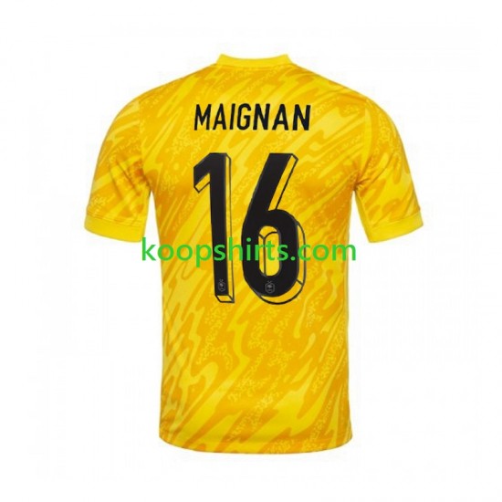 EK 2024 Frankrijk Doelman Thuis Geel Tenue Heren Voetbalshirts MAIGNAN 16 Korte Mouwen EK 2024 Frankrijk Doelman Thuis Geel Tenue Heren Voetbalshirts MAIGNAN 16 Korte Mouwen
