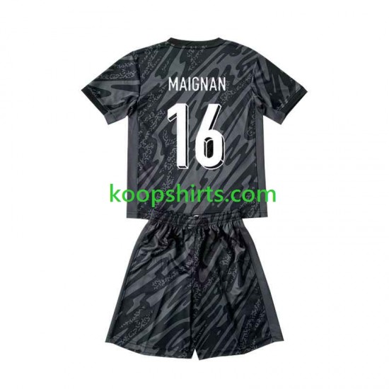 EK 2024 Frankrijk Doelman Uit Zwart Tenue Kinder Voetbalshirts Mike Maignan 16 Korte Mouwen EK 2024 Frankrijk Doelman Uit Zwart Tenue Kinder Voetbalshirts Mike Maignan 16 Korte Mouwen
