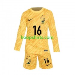 EK 2024 Frankrijk Doelman Thuis Geel Tenue Kinder Voetbalshirts Mike Maignan 16 Lange Mouwen