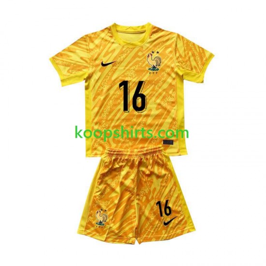 EK 2024 Frankrijk Doelman Thuis Geel Tenue Kinder Voetbalshirts Mike Maignan 16 Korte Mouwen