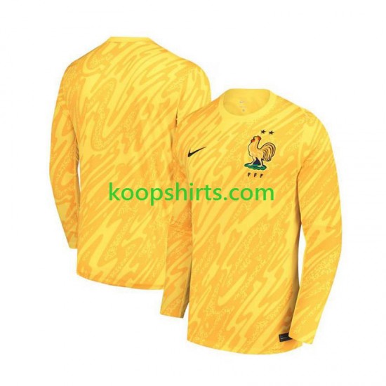 EK 2024 Frankrijk Doelman Thuis Geel Tenue Heren Voetbalshirts Lange Mouwen EK 2024 Frankrijk Doelman Thuis Geel Tenue Heren Voetbalshirts Lange Mouwen
