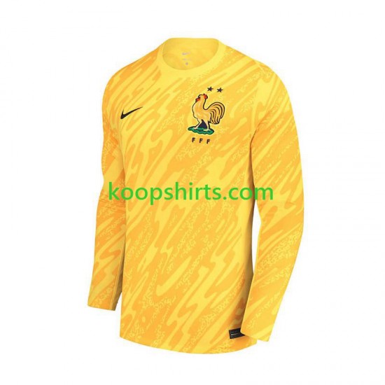 EK 2024 Frankrijk Doelman Thuis Geel Tenue Heren Voetbalshirts Lange Mouwen