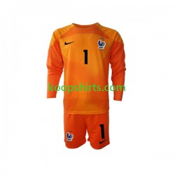 WK 2022 Frankrijk Doelman Uit Tenue Kinder Voetbalshirts Hugo Lloris 1 Lange Mouwen