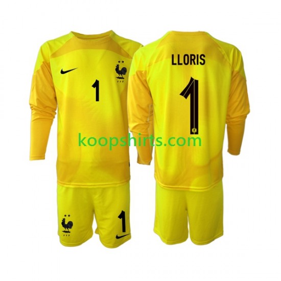 WK 2022 Frankrijk Doelman Derde Tenue Kinder Voetbalshirts Hugo Lloris 1 Lange Mouwen WK 2022 Frankrijk Doelman Derde Tenue Kinder Voetbalshirts Hugo Lloris 1 Lange Mouwen