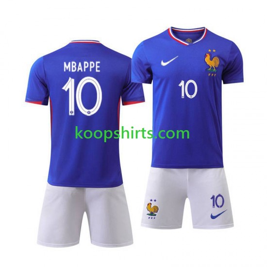 EK 2024 Frankrijk Thuis Tenue Kinder Voetbalshirts Kylian Mbappe 10 Korte Mouwen EK 2024 Frankrijk Thuis Tenue Kinder Voetbalshirts Kylian Mbappe 10 Korte Mouwen