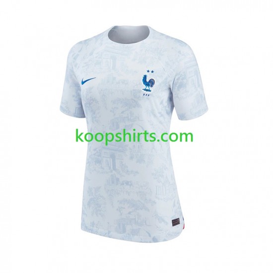 WK 2022 Frankrijk Uit Tenue Dames Voetbalshirts Korte Mouwen WK 2022 Frankrijk Uit Tenue Dames Voetbalshirts Korte Mouwen