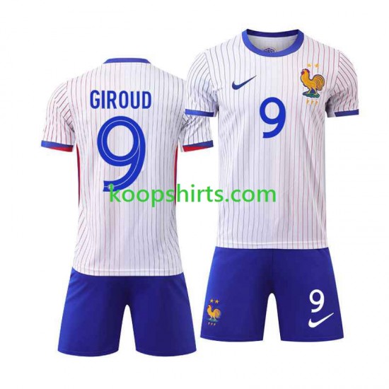 EK 2024 Frankrijk Uit Tenue Kinder Voetbalshirts Olivier Giroud 9 Korte Mouwen EK 2024 Frankrijk Uit Tenue Kinder Voetbalshirts Olivier Giroud 9 Korte Mouwen