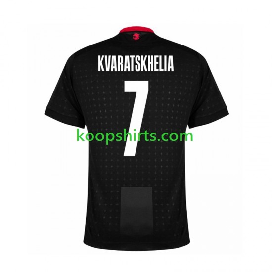 EK 2024 Uit Zwart Tenue Heren Voetbalshirts Georgia Kvaratskhelia 7 Korte Mouwen