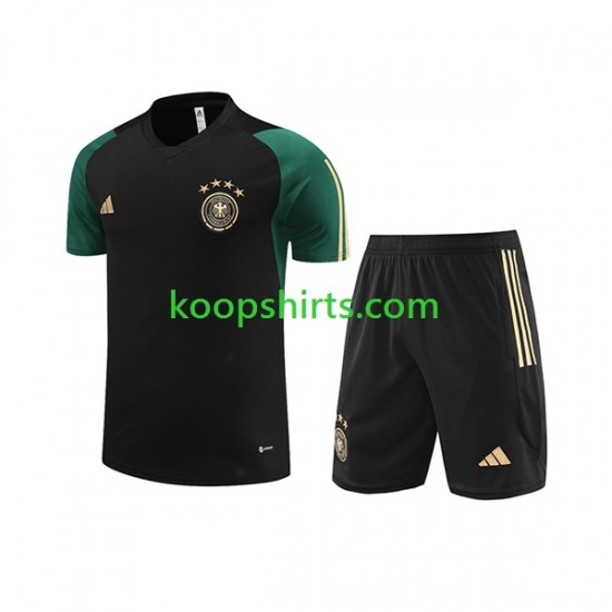 Duitsland Zwart Voetbal training shirt en shorts 2023-2024 Duitsland Zwart Voetbal training shirt en shorts 2023-2024