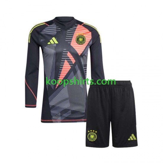 EK 2024 Duitsland Doelman Thuis Zwart Tenue Kinder Voetbalshirts Lange Mouwen EK 2024 Duitsland Doelman Thuis Zwart Tenue Kinder Voetbalshirts Lange Mouwen