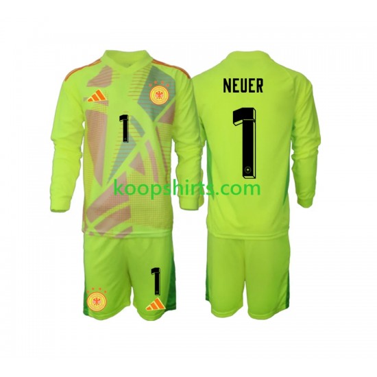 EK 2024 Duitsland Doelman Uit Tenue Kinder Voetbalshirts Manuel Neuer 1 Lange Mouwen EK 2024 Duitsland Doelman Uit Tenue Kinder Voetbalshirts Manuel Neuer 1 Lange Mouwen