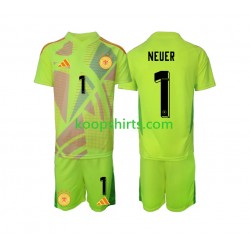 EK 2024 Duitsland Doelman Uit Tenue Kinder Voetbalshirts Manuel Neuer 1 Korte Mouwen