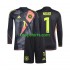 EK 2024 Duitsland Doelman Thuis Zwart Tenue Kinder Voetbalshirts Manuel Neuer 1 Lange Mouwen