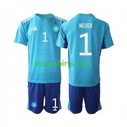 WK 2022 Duitsland Doelman Thuis Tenue Kinder Voetbalshirts Manuel Neuer 1 Korte Mouwen