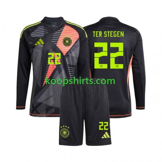 EK 2024 Duitsland Doelman Thuis Tenue Kinder Voetbalshirts Ter Stegen 22 Lange Mouwen EK 2024 Duitsland Doelman Thuis Tenue Kinder Voetbalshirts Ter Stegen 22 Lange Mouwen
