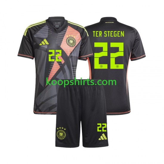 EK 2024 Duitsland Doelman Thuis Tenue Kinder Voetbalshirts Ter Stegen 22 Korte Mouwen EK 2024 Duitsland Doelman Thuis Tenue Kinder Voetbalshirts Ter Stegen 22 Korte Mouwen
