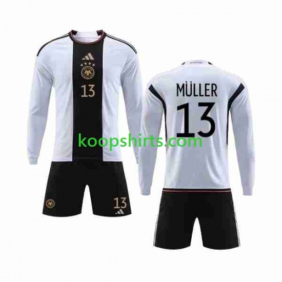 WK 2022 Duitsland Thuis Tenue Kinder Voetbalshirts MULLER 13 Lange Mouwen WK 2022 Duitsland Thuis Tenue Kinder Voetbalshirts MULLER 13 Lange Mouwen