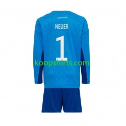 WK 2022 Duitsland Doelman Thuis Tenue Kinder Voetbalshirts Manuel Neuer 1 Lange Mouwen