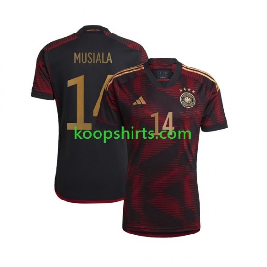 WK 2022 Duitsland Uit Tenue Heren Voetbalshirts Musiala 14 Korte Mouwen WK 2022 Duitsland Uit Tenue Heren Voetbalshirts Musiala 14 Korte Mouwen