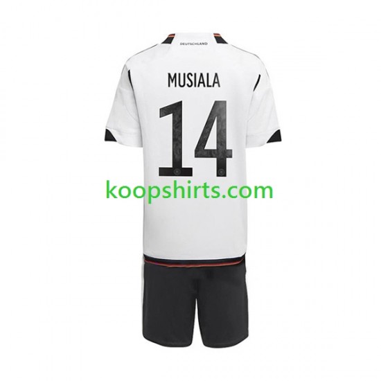 WK 2022 Duitsland Thuis Tenue Kinder Voetbalshirts Musiala 14 Korte Mouwen WK 2022 Duitsland Thuis Tenue Kinder Voetbalshirts Musiala 14 Korte Mouwen