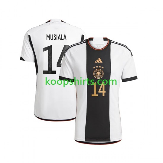 WK 2022 Duitsland Thuis Tenue Heren Voetbalshirts Musiala 14 Korte Mouwen WK 2022 Duitsland Thuis Tenue Heren Voetbalshirts Musiala 14 Korte Mouwen