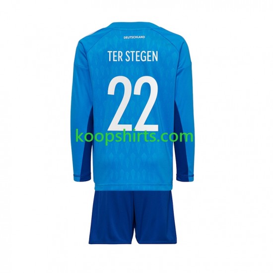 WK 2022 Duitsland Doelman Thuis Tenue Kinder Voetbalshirts ter Stegen 22 Lange Mouwen WK 2022 Duitsland Doelman Thuis Tenue Kinder Voetbalshirts ter Stegen 22 Lange Mouwen