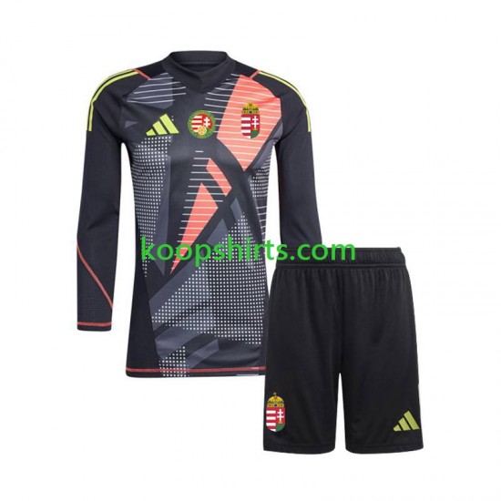 EK 2024 Hongarije Doelman Thuis Zwart Tenue Kinder Voetbalshirts Lange Mouwen EK 2024 Hongarije Doelman Thuis Zwart Tenue Kinder Voetbalshirts Lange Mouwen