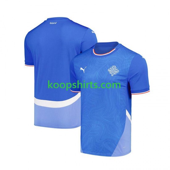 IJsland Thuis Blauw Tenue Heren Voetbalshirts 2024 Korte Mouwen IJsland Thuis Blauw Tenue Heren Voetbalshirts 2024 Korte Mouwen