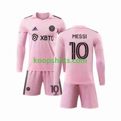 Inter Miami Thuis Tenue Kinder Voetbalshirts Lionel Messi 10 2023-2024 Lange Mouwen