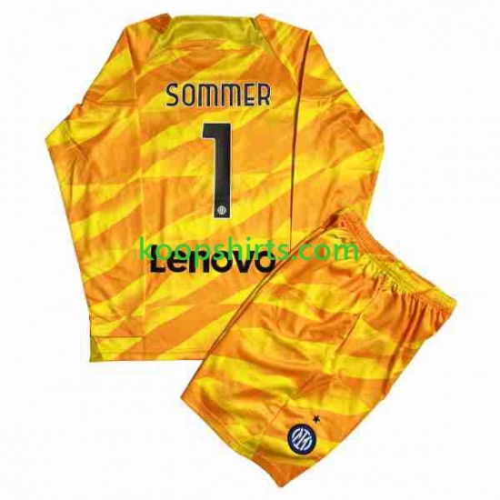 Inter Milan Doelman Thuis Tenue Kinder Voetbalshirts Sommer 1 2023-2024 Lange Mouwen Inter Milan Doelman Thuis Tenue Kinder Voetbalshirts Sommer 1 2023-2024 Lange Mouwen