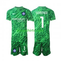 Inter Milan Doelman Thuis Tenue Kinder Voetbalshirts Yann Sommer 1 2024-2025 Korte Mouwen
