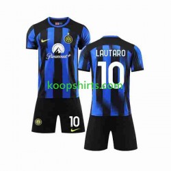 Inter Milan Thuis Tenue Kinder Voetbalshirts Lautaro Martinez 10 2023-2024 Korte Mouwen