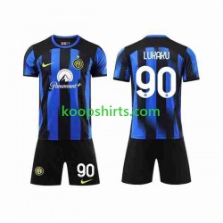 Inter Milan Thuis Tenue Kinder Voetbalshirts Lukaku 90 2023-2024 Korte Mouwen