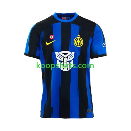 Inter Milan Thuis Tenue Heren Voetbalshirts Transformers 2023-2024 Korte Mouwen Inter Milan Thuis Tenue Heren Voetbalshirts Transformers 2023-2024 Korte Mouwen