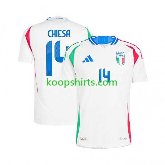 EK 2024 Italië Uit Wit Tenue Heren Voetbalshirts Chiesa 14 Korte Mouwen EK 2024 Italië Uit Wit Tenue Heren Voetbalshirts Chiesa 14 Korte Mouwen