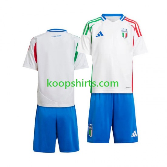 EK 2024 Italië Uit Tenue Kinder Voetbalshirts Korte Mouwen EK 2024 Italië Uit Tenue Kinder Voetbalshirts Korte Mouwen