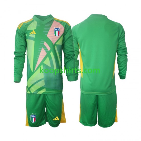 EK 2024 Italië Doelman Uit Tenue Kinder Voetbalshirts Lange Mouwen EK 2024 Italië Doelman Uit Tenue Kinder Voetbalshirts Lange Mouwen