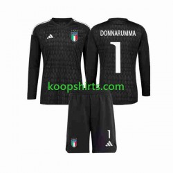 Italië Doelman Uit Tenue Kinder Voetbalshirts Donnarumma 1 2023 Lange Mouwen
