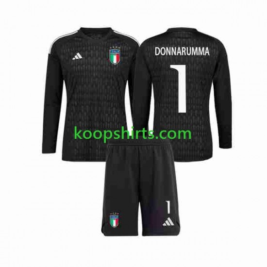 Italië Doelman Uit Tenue Kinder Voetbalshirts Donnarumma 1 2023 Lange Mouwen Italië Doelman Uit Tenue Kinder Voetbalshirts Donnarumma 1 2023 Lange Mouwen
