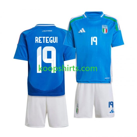 Italië Thuis Tenue Kinder Voetbalshirts Mateo Retegui 19 2024 Korte Mouwen Italië Thuis Tenue Kinder Voetbalshirts Mateo Retegui 19 2024 Korte Mouwen