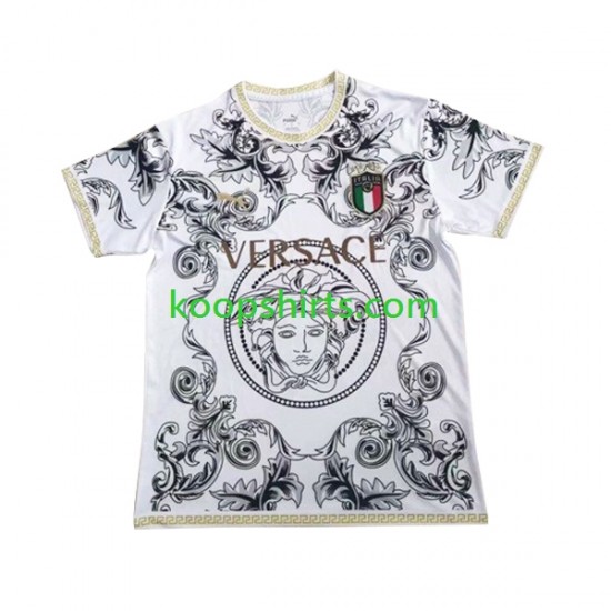 Italië Wit Tenue Heren Voetbalshirts Versace 2023-2024 Korte Mouwen Italië Wit Tenue Heren Voetbalshirts Versace 2023-2024 Korte Mouwen