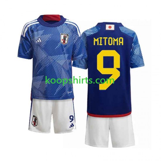 WK 2022 Japan Thuis Tenue Kinder Voetbalshirts Mitoma 9 Korte Mouwen WK 2022 Japan Thuis Tenue Kinder Voetbalshirts Mitoma 9 Korte Mouwen